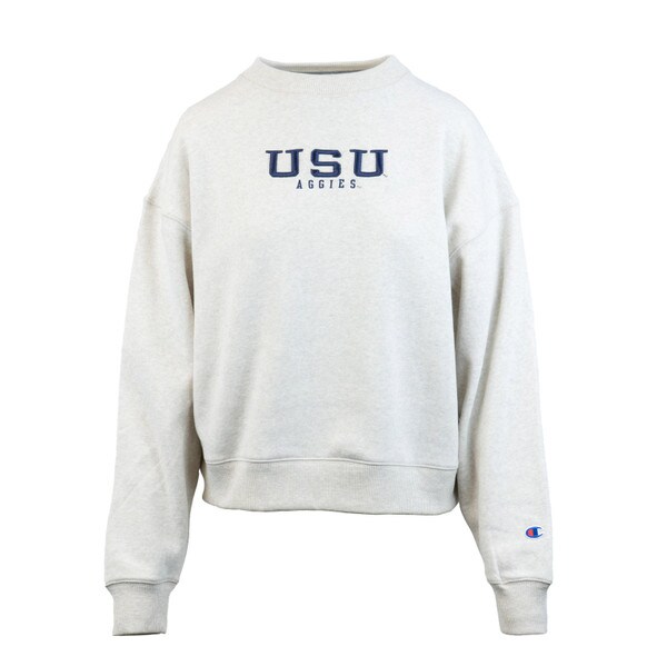 A women's sweatshirt with USU Aggies in small text on the front.